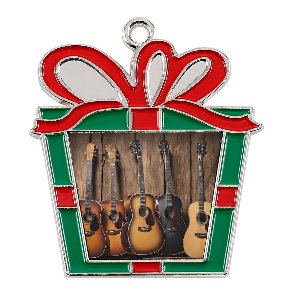 ZERAOKE Christmas Ornaments Set, Non-Fade Festive Tree Hangers, Fireplace Mantel & Party Decorations with Hanging Rope, Elegant Holiday Home Decor Gift, Guitar Bass Music Alloy Christmas Pendant