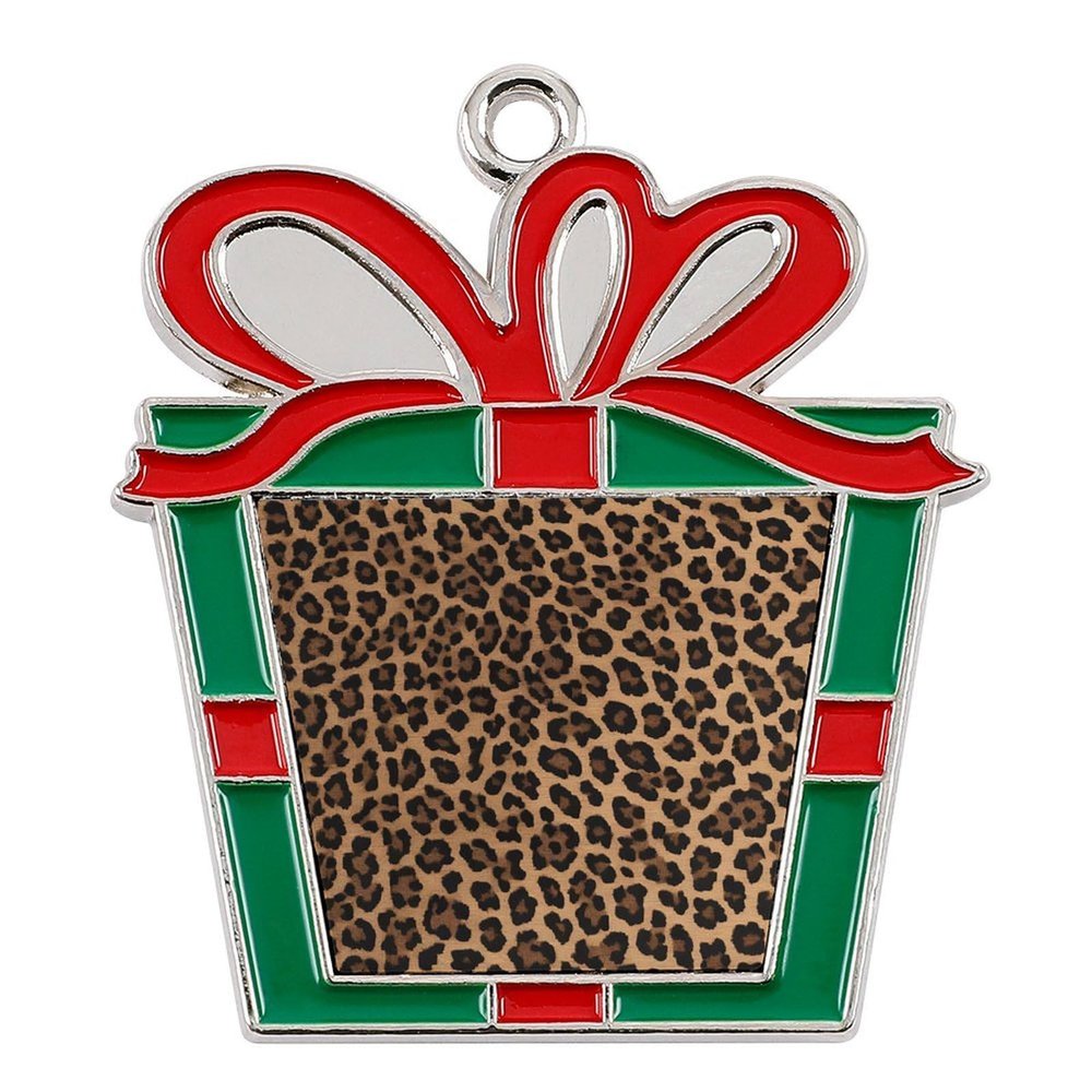 ZERAOKE Christmas Ornaments Set, Non-Fade Festive Tree Hangers, Fireplace Mantel & Party Decorations with Hanging Rope, Elegant Holiday Home Decor Gift, Wild Leopard Animal Alloy Christmas Pendant