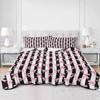 Summer Quilts Twin XL Size, Lightweight Quilted Coverlet Cute Pink Bow Comforter Set for Bed, All Season Bedspreads Black White Striped Preppy Aesthetic Quilt Bedding with 2 Pillowcases 68x98 Inch view 1