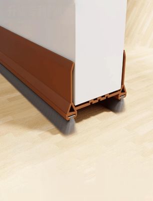 Weatherproof Door Seal Strip, Household, Triple Sweep Door Bottom,Draft Excluder(Brown)
