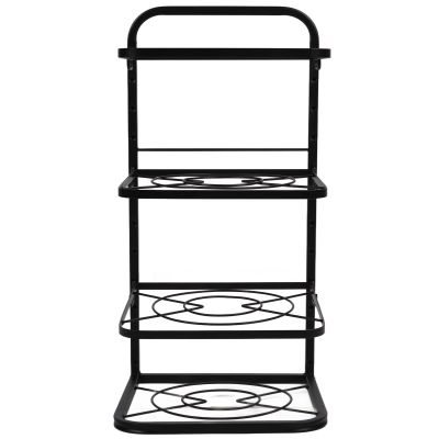 4 Tier Pots Organizer, Height Kitchen Pan Rack, Space Saving Under Sink Cabinet Storage, Modern Iron Pot Pan elf for Countertop with 5 Accessories, Easy Install for Neat Kitchen
