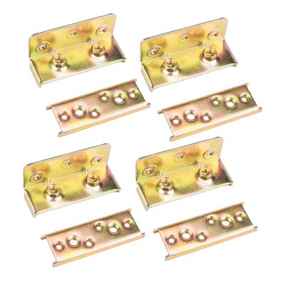 4X Bed Rail Brackets Wood Bed Frame Connector Metal No Mortise Mounting Hardware Fittings Fasteners Easy to Install- 4 Inch 1.2mm Thick
