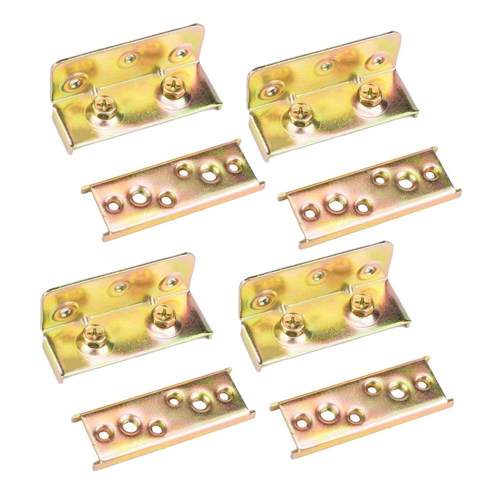 4X Bed Rail Brackets Wood Bed Frame Connector Metal No Mortise Mounting Hardware Fittings Fasteners Easy to Install- 4 Inch 1.2mm Thick