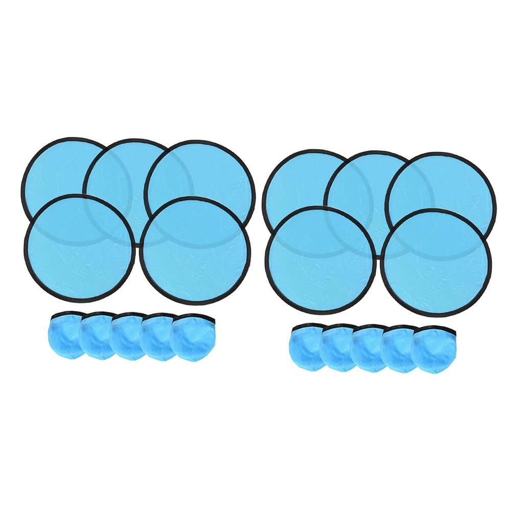 10 Pieces Folding Fans 9.84 Inch Diameter Nylon Polyester Hand Fans for DIY Outdoor Activities Party Decor- Blue