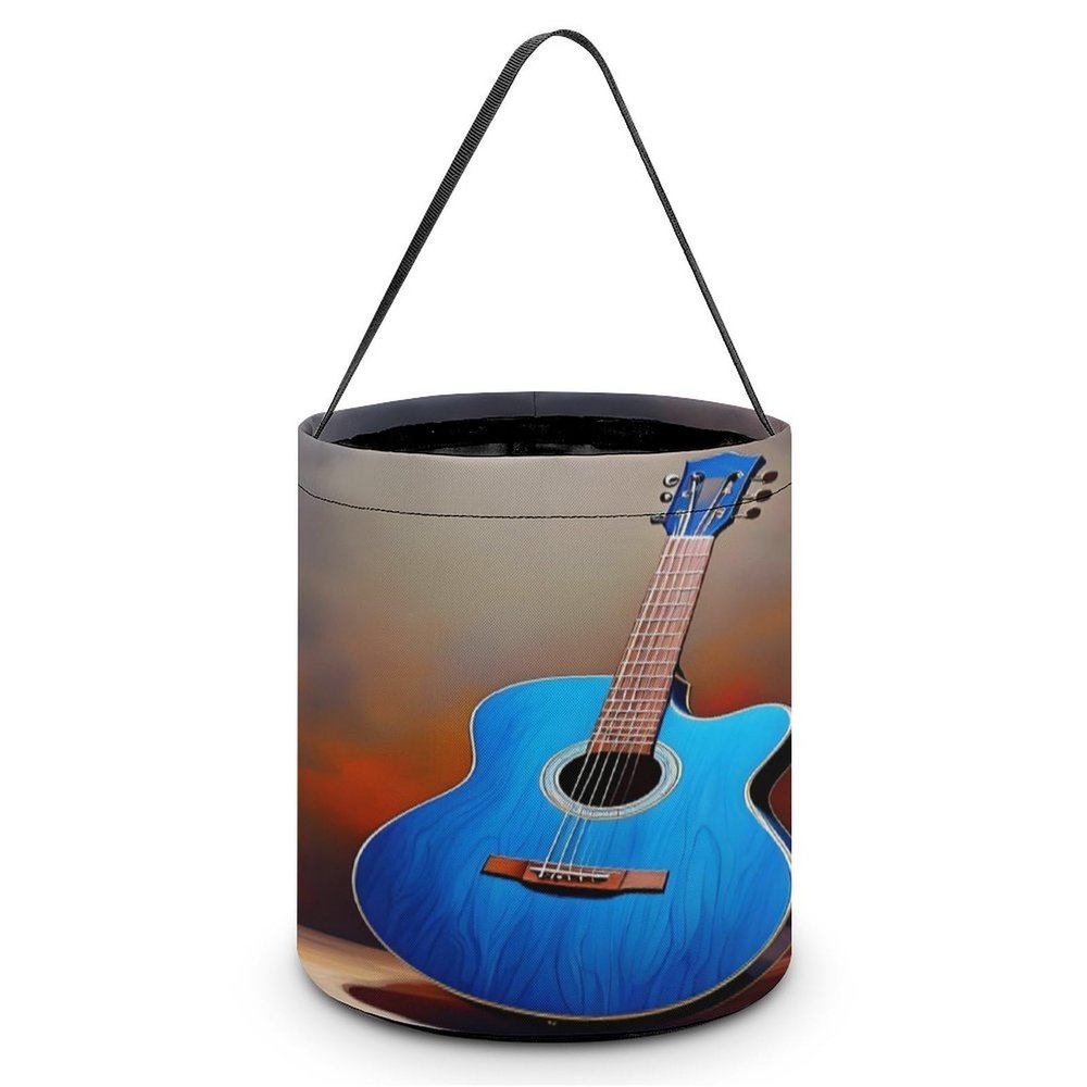 Acoustic Guitar Printing Candy Basket Halloween Trick Or Treat Bags Gift Bucket for Holiday Party Or Daily Supplies