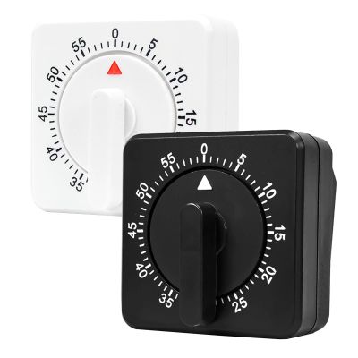 2 Kitchen Timer : Square 60 Minute Mechanical Visual Cooking, Time Management Tools Hour Manual Countdown Timer with Alarm for Kitchen,Baking, Exercise Auto Off No Batteries Required Black White