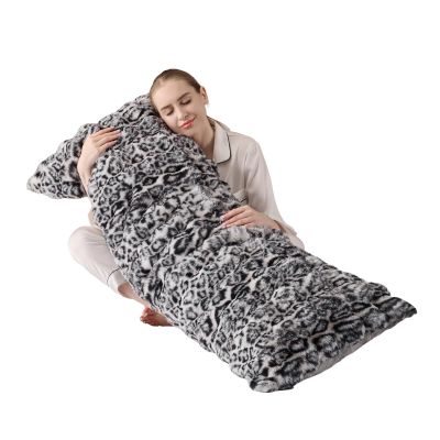 Animebody 20x54 Fluffy Leopard Print Body Pillow,Cheetah Print Plush Fuzzy Faux Fur Body Pillows,Shaggy Furry Long Pillow for Pregnancy Women Side Sleeper,Snow Leopard