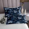 Pixelated Blocks Miners Kids Bedspread Queen Size,Army Caomo Military Video Games Coverlet Set,Girls Boys Room Decor,Camouflage Gamepad Modern Quilted Coverlet,Dark Blue Bedding Quilt,2 Pillowcases view 4
