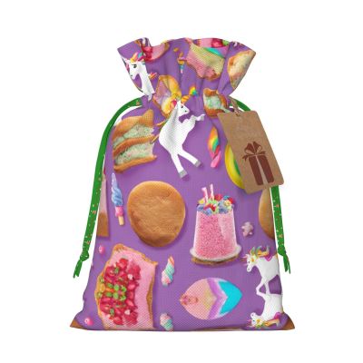 KOPUUYRD Unicorn Food Print Charming Gift Bag,Cloth Bags With Drawstrings,For Festive Occasions Everyday Use