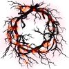 20IN Larger Glitter Black Branch Halloween Wreaths with Purple Lights, Handmade Halloween Black Branch Wreath with Lights, Halloween Wreath for Front Door (20IN Branch-Red Lights) view 1