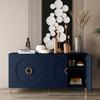 60 '' Large Buffet Cabinet with Storage, 4-Door Wood Sideboard with Unique Arc Handles and Adjustable Shelves, for Living Room, Entryway, Hallway, Office, Kitchen and Dining Room (Navy Blue-074) view 2
