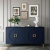 60 '' Large Buffet Cabinet with Storage, 4-Door Wood Sideboard with Unique Arc Handles and Adjustable Shelves, for Living Room, Entryway, Hallway, Office, Kitchen and Dining Room (Navy Blue-074) view 3