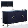 60 '' Large Buffet Cabinet with Storage, 4-Door Wood Sideboard with Unique Arc Handles and Adjustable Shelves, for Living Room, Entryway, Hallway, Office, Kitchen and Dining Room (Navy Blue-074) view 4