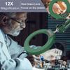 Krstlv 12X Magnifying Glass with Light and Stand, Upgrade Button 5 Color Modes Stepless Dimmable, 2-in-1 LED Lighted Magnifier Light, Hands Free Desk Lamp with Clamp for Craft Hobby Close Work - Green view 4