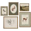 Vintage Nursery Wall Art Kids Canvas Poster Baby Boy Room Wall Decor Green Rabbit Wall Art Bunny Bird Prints Deer Picture Farmhouse Painting Nursery Artwork for Bedroom 12x16 Inch Wood Framed Set of 5 view 1