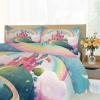 Pink Castle Duvet Cover California King Rainbow Moon Bedding Set Fairytale Style 3 Piece Bedding Set for Boys Girls Children Duvet Cover Room Decor Quilt Cover 3Pcs view 4
