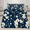 Romantic Flowers Bedding Set, Plants and Flowers Duvet Cover Queen, White and Blue Style Comforter Cover, Quilt Cover,Kids Teens Couple Adults Room Decor, Bedspreads Cover,2 Pillowcases(NO Comforter) view 2