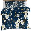 Romantic Flowers Bedding Set, Plants and Flowers Duvet Cover Queen, White and Blue Style Comforter Cover, Quilt Cover,Kids Teens Couple Adults Room Decor, Bedspreads Cover,2 Pillowcases(NO Comforter) view 3