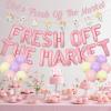 Balterever Fresh Off The Market Bridal Shower Decorations Pink Wildflower She is Fresh Off The Market Banner Garland Cupcake Cake Toppers for Adult Bridal Shower Bachelorette Wedding Party view 2