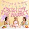 Balterever Fresh Off The Market Bridal Shower Decorations Pink Wildflower She is Fresh Off The Market Banner Garland Cupcake Cake Toppers for Adult Bridal Shower Bachelorette Wedding Party view 4