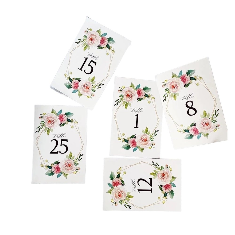 1-25 Floral Paper Cards Double-Sided Table Sign For Wedding Receptions Party For Wedding Reception Table