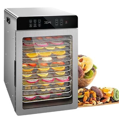 Food Dehydrator Machine - 12 Trays, Adjustable Temperature, Touchscreen Controls for Jerky, Herbs, Fruits, Veggies & Dried Snacks - 110V, Perfect for Healthy Cooking