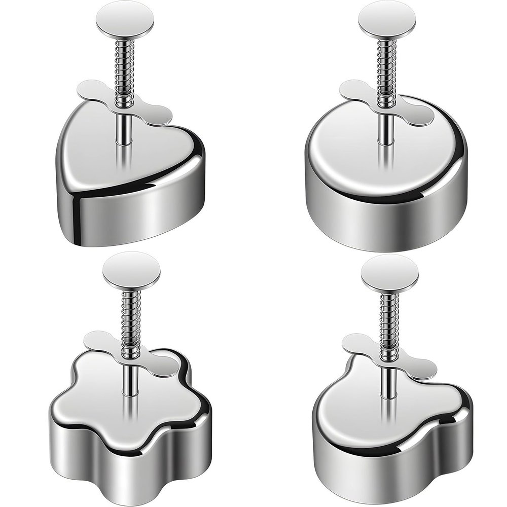 Vestamore 4 Pack Stainless Steel Molds for Rice Balls, Press Shapes Set with Bear, Flower, Heart, and Round Shapes for Kids Meals and Snacks