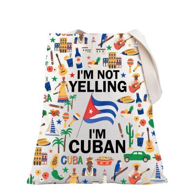 PLITI Cuba Travel Gift Cuba Souvenir Gifts Cuban Lover Gift I'm Not Yelling I'm Cuban Tote Bag For Traveler (Yelling Cuban TG)