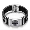 Trapat Handcrafted Multi-Layer Black Leather Bracelet with Stainless Steel Accents for Men view 1
