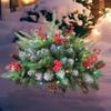 Christmas Tree Outdoor Prelit Christmas Tree Snow-Flocked Outdoor Xmas with Berries & Pinecones Urn Filler with Stake for Patio Yard Garden view 3