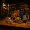 9 Bottle Wine Rack Countertop Rose Gold, Hexagonal Stylish Wine Organizer Metal, Standard Wine Bottles for Storage Space-Saving, No Required Assembly, Welded Sturdy Structure view 3