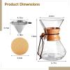 byepica Pour Over Coffee Maker Set, High Heat Resistant Glass, 800 Ml/27 Oz Capacity, Wooden Handle, Includes Stainless Steel Filter and 4 Coasters view 4