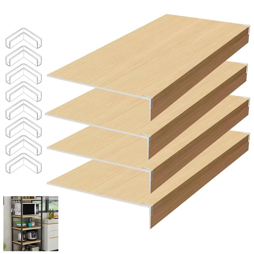 43x9x3 in Reinforced Shelf Guards 4-Pack, Heavy Duty Fixed Position Covers, Protection for Frequently Used Kitchen Bathroom Storage