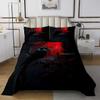 Erosebridal Halloween Crow Bedspread Sets for Kids Gothic Raven Quilt Set King Size Spooky Gothic Coverlet Set for Boys Teens Adult Bedroom Decor Red Moon Black Bedding Sets view 2