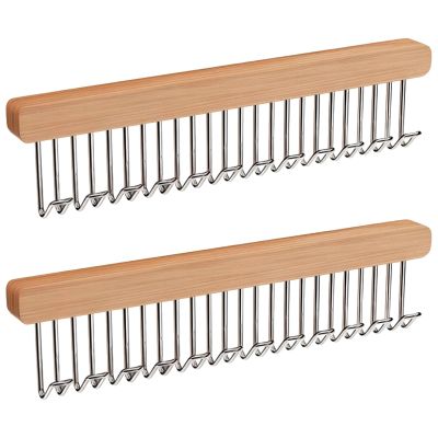 12 Hooks Valet Rod Set for Closet, 2 Pcs Pull-Out Hanger Racks with Wooden Design, Expandable Closet Organizer for Ties, Scarves, and Belts