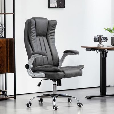 6 Point Massage Office Chair, Heated Executive Desk Chairs with Vibrating Massage Function, 360Swivel Microfiber Reclining Office Chair, Height Adjustable