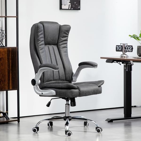 6 Point Massage Office Chair, Heated Executive Desk Chairs with Vibrating Massage Function, 360Swivel Microfiber Reclining Office Chair, Height Adjustable