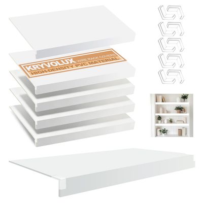 5 Pcs Wire Rack Covers 30x16x2.5 inch PVC Pantry Shelf Cover 0.31 inch Thick Removable Closet Wire Rack Shelf Covers,Decoration Kitchen Bathroom Office Shelving (Light Luxury White,30x16x2.5inch)