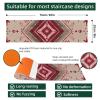 Red and Beige Ethnic Pattern Stair Treads for Wooden Steps 15 Packs 8" X 30" Non-Slip Carpet Stairway Treads Washable Stair Runner Rugs for Kids Elders Dogs view 4