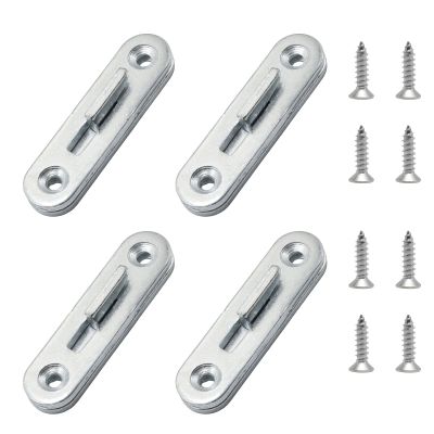 OYWOBET 4 Sets Silver 7.5cm/2.95inch Durable Iron Bed Rail Fasteners, Bed Rail Connecting Fittings Hardware, Durable Furniture Hardware for Beds Frame Assembly/Home Improvement