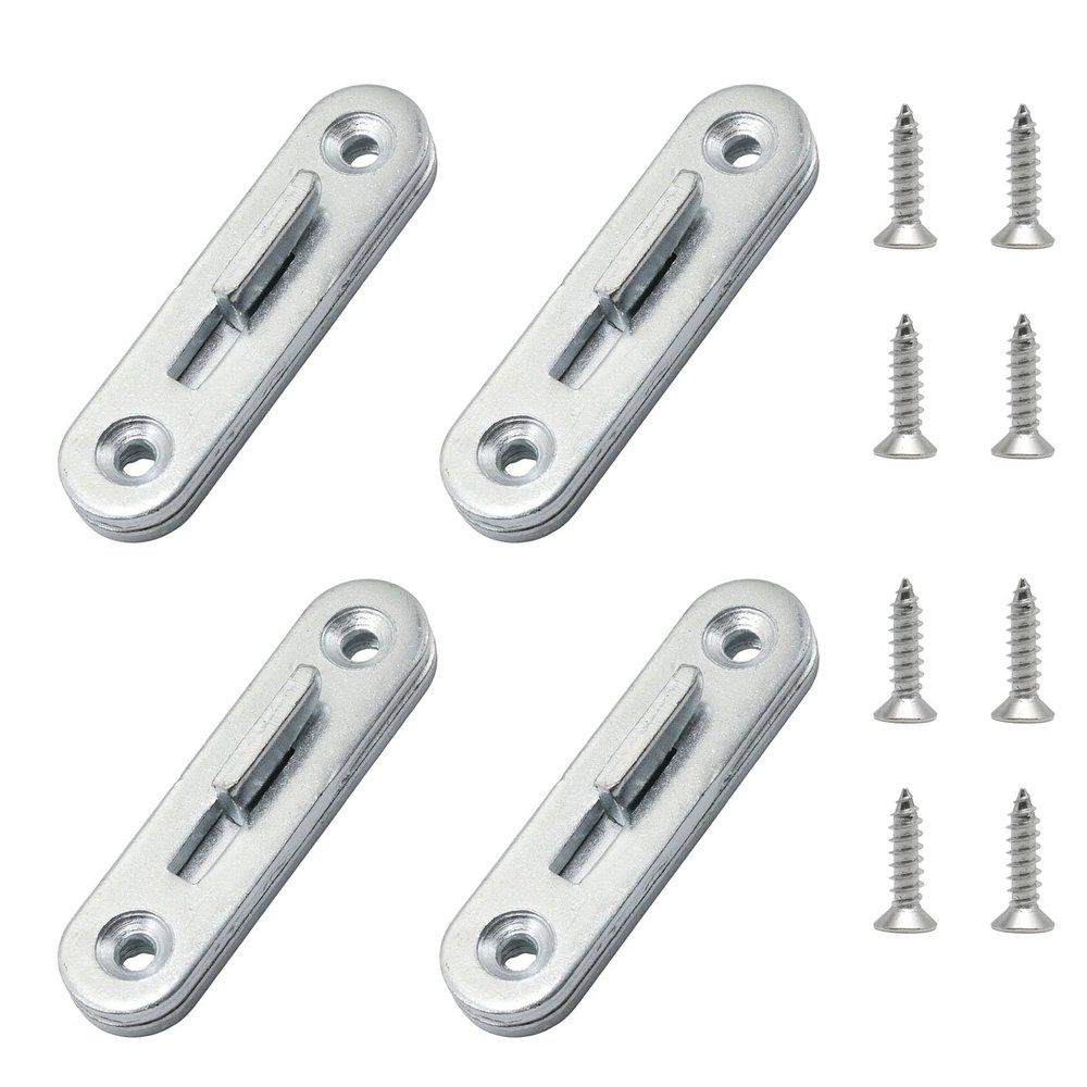OYWOBET 4 Sets Silver 7.5cm/2.95inch Durable Iron Bed Rail Fasteners, Bed Rail Connecting Fittings Hardware, Durable Furniture Hardware for Beds Frame Assembly/Home Improvement