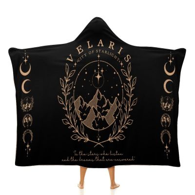 Acotar City of Starlight Velaris Wearable Blankets Night Court Cozy Hoodie Blanket Fashion Book LoverGraphic Cloak Blanket for Adults Women Men 60"x80"