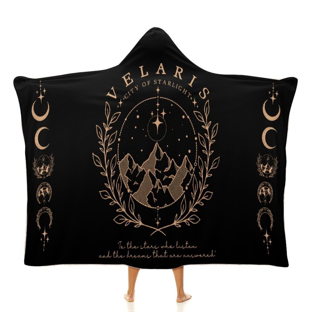 Acotar City of Starlight Velaris Wearable Blankets Night Court Cozy Hoodie Blanket Fashion Book LoverGraphic Cloak Blanket for Adults Women Men 60"x80"