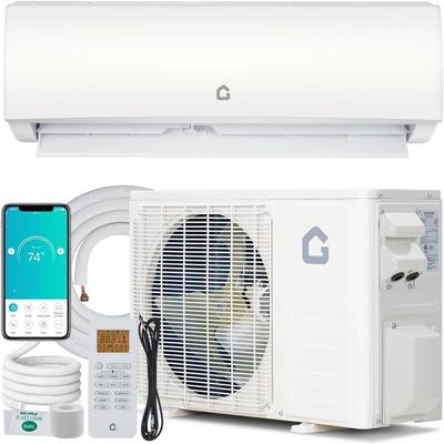 9,000 BTU Mini Split AC& Heat Pump System, 24 SEER2 230V Ductless AC Work with WiFi Enabled & Alexa Control, Cool Up to 450 Sq. Ft, Ultra Quiet Inverter, Easy Installation Kit