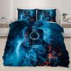 Guitar Bedding Set, Musical Instruments Duvet Cover Twin Ice and Fire Guitar Comforter Cover, Quilt Cover,Kids Teens Couple Adults Room Decor, Bedspreads Cover,2 Pillowcases(NO Comforter) view 2
