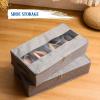Foldable Shoe Organizer for Closet - 60x33x14cm Transparent Storage Box with Handles & Adjustable Dividers - Versatile Shoe Storage Solution(Beige,2 pack) view 2