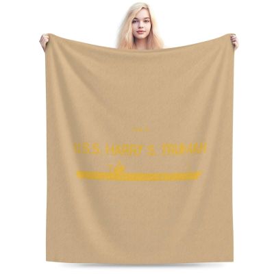 75 USS Harry S. Truman Throw Blanket - Soft Plush Fleece Blanket for Couch, Bed, Sofa - Home Decor Cozy Blankets Gifts for Men, Sand, 50x60 Inches