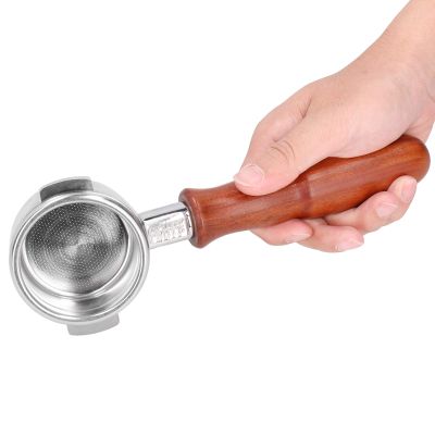 WGFOIP Bottomless Portafilter 304 Stainless Steel Coffee Accessory Tool Barista Essential with Wood Handle for La Marzocco 58mm