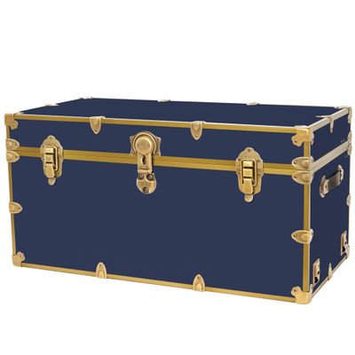 Rhino Trunk & Case Classic XXL College Trunk with Antique Brass Hardware, Soft Close - 36x18x18, Seats 1500+ lbs, USA Made Secure Dorm Footlocker, Home Storage, Steamer Style Blanket Chest