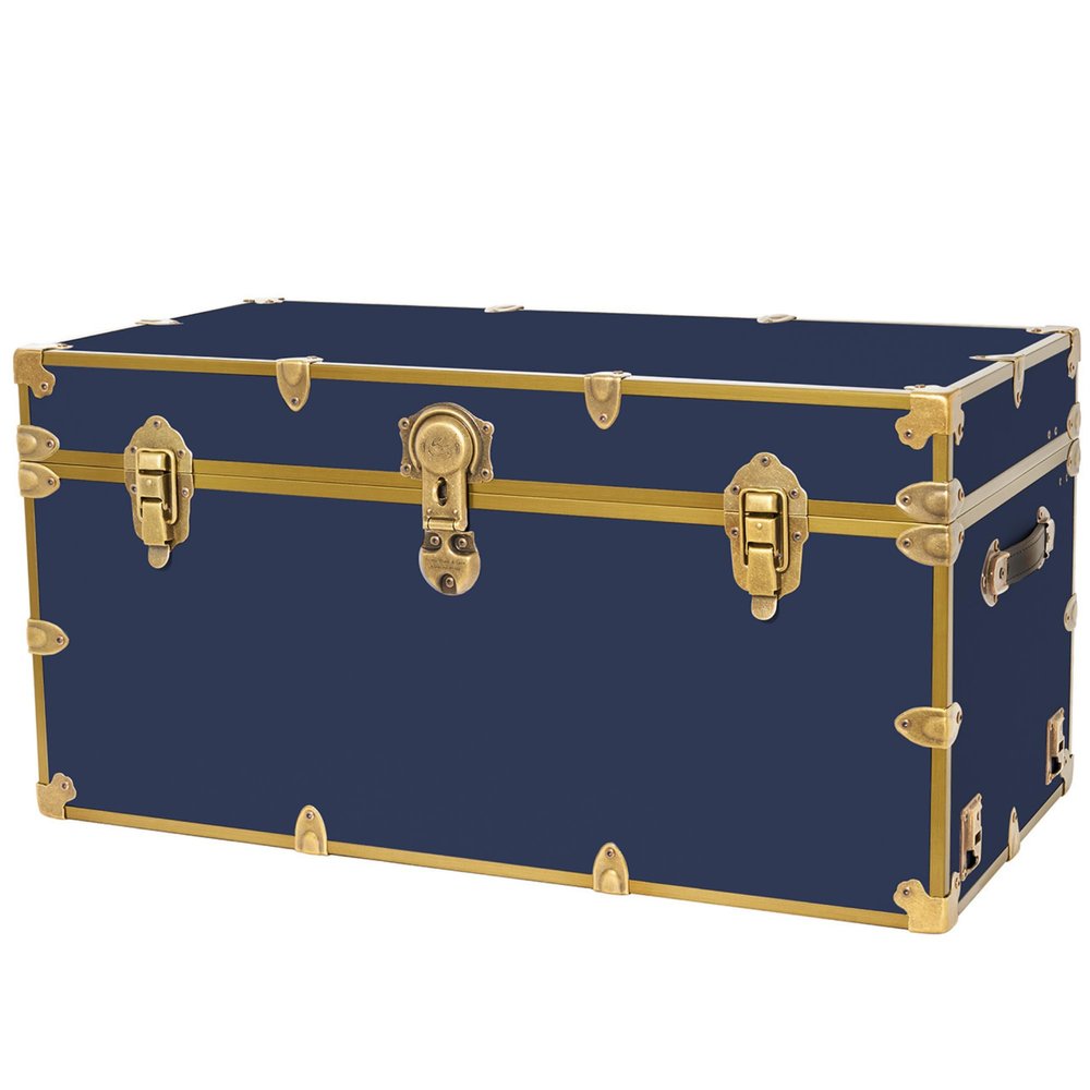Rhino Trunk & Case Classic XXL College Trunk with Antique Brass Hardware, Soft Close - 36x18x18, Seats 1500+ lbs, USA Made Secure Dorm Footlocker, Home Storage, Steamer Style Blanket Chest